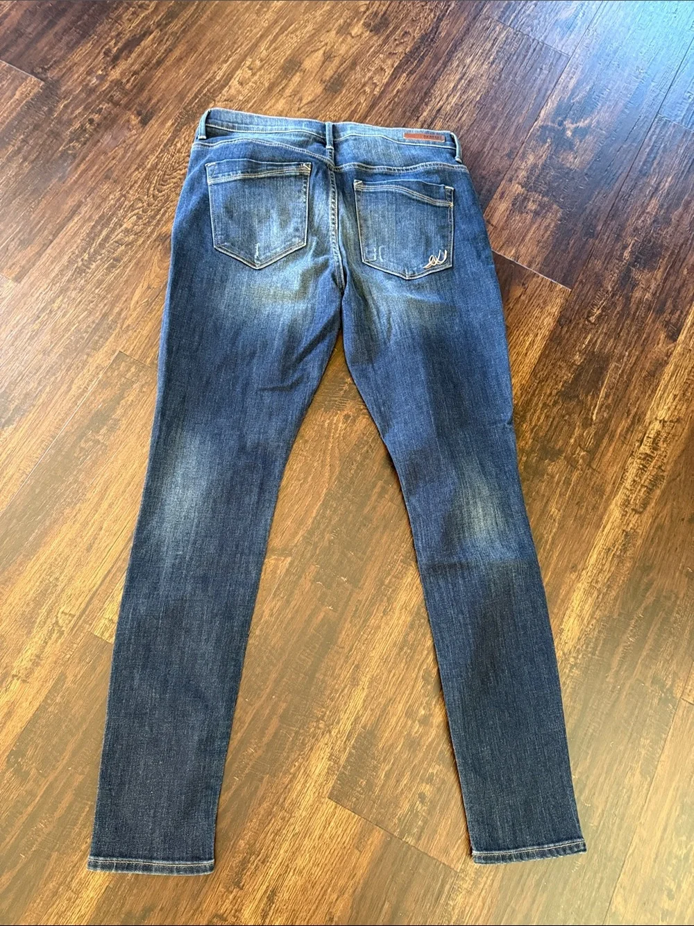 Express Women's Indigo Stretch mid-rise Long Jeggings - Picture 3 of 5